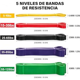 Bandas de Resistencia 5PCS(TPE), Ligas de Resistencia para Ejercicio, Fuerte Bandas Elástica para Pull Up & Crossfit - con Ancla de Puerta, 2 Manijas,