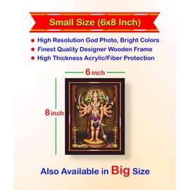 Pavan Photo Laminations Panchmukhi Hanuman for Door Entrance Vastu Wall Painting Framed Home Decor (Wood,Matte,Brown,Small Size,6 x 8 Inch) B786S