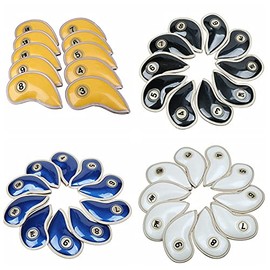 Iron Covers Leather Embroidered Waterproof 5 Colors 3 to 9 AW PW SW 10 Pcs Set (Black)