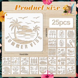 25 Stück Malerei Schablonen, Sommer Palmen Schablone, Kinder Sommer Basteln Zeichenschablonen Kunststoff Wiederverwendbar, Schablonen Set für DIY Handwerk Malen auf Holz, Stein, Papier, Stoff, Wand