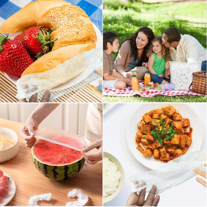 WADY 200 Pcs Food Covers Clear Elastic Food Storage Covers