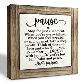 Positive Decor Sign, Box Wood Plaques Desk Décor, Gift for Family or Friends, Comfort Gift, Encouragement, Protection, Strength, Grief Gift, Mindfulness Sign for Home Decor, Find Calm and Peace