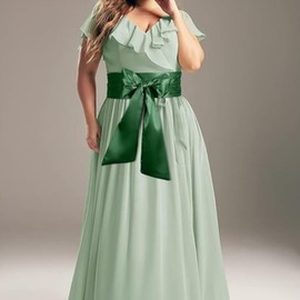 KFLY Women’s Satin Sash Belts Waist Tie Ribbon Bow Accessory Smooth Dress Belt for Ladies Bridesmaids Bridal Wedding Prom Evening Occasion (green, One Size)