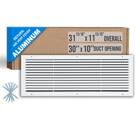 Fits 30x10 Duct Opening | Aluminum Return Air Grille by Handua | Vent Cover Grill for Sidewall and Ceiling | Rust Free | Durable Powder Coating | HVAC Cold Air Intake Grille | White