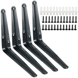 Sayayo London Style Shelf Bracket, Shelf Support Corner Brace Angle Bracket Wall Hanging 10-inch, Matte Black Finished, 4 Pcs, EJB3010B-4P