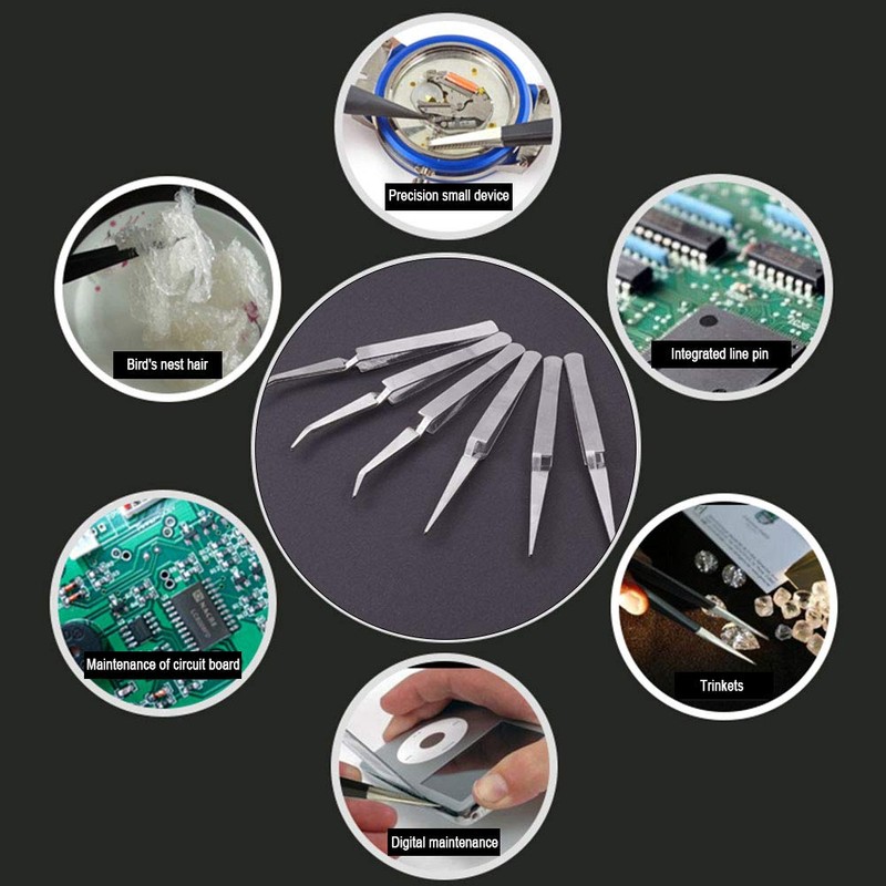 WANDIC Cross Locking Tweezers Bent & Straight Reverse Action Stainless