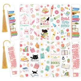 UV DTF Bookmark Wraps Stickers - 24 Sheets Flower Acrylic Bookmarks Transfers Stickers Book Cat Flower Rub On Transfer Double Sided Waterproof Decals for Book Lover DIY Blank Bookmarks