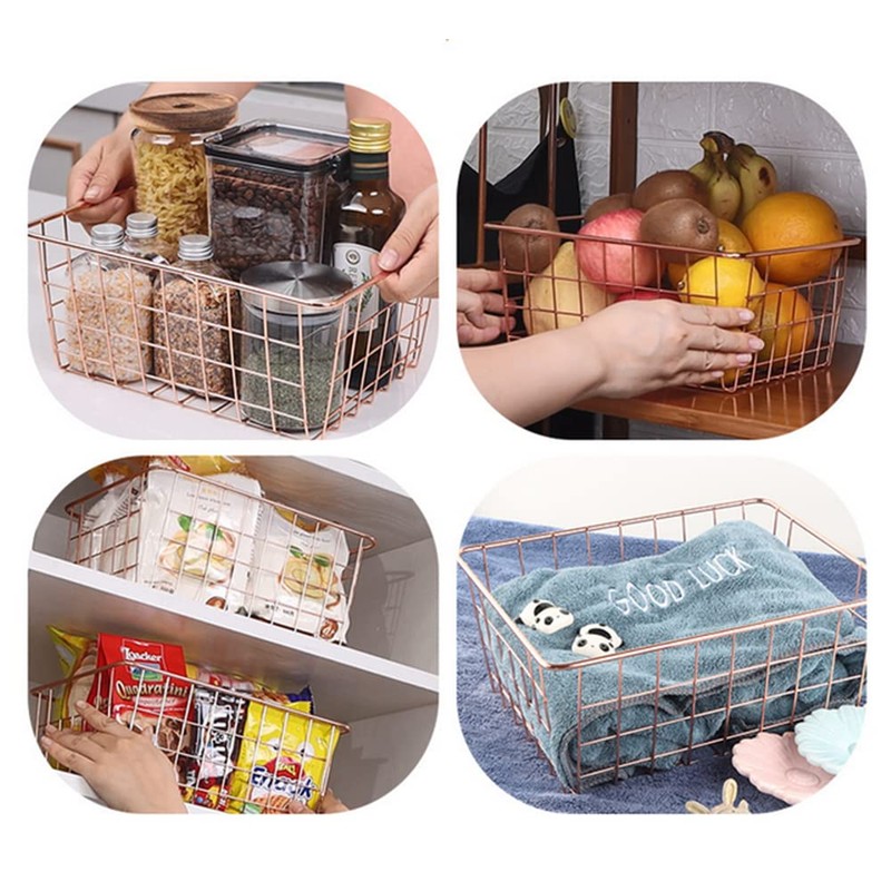 Wire Storage Basket, Organize Living Room Kitchen Bathroom Storage Basket
