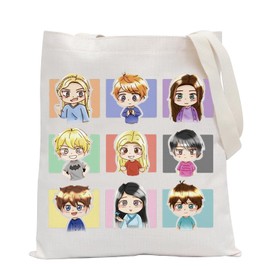 POFULL Book Inspired Tote Bag Book Lover Shoulder Bag (Nine people anime)