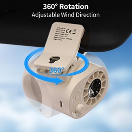 EVADA Car Clip on Fan with LED Display, 100 Speed Adjustable, Portable USB Rechargeable 1800mAh Battery Personal Cooling Mini Fans Handheld for Umbrella, Office, Camping, Gym, Beach, Homes (Khaki)