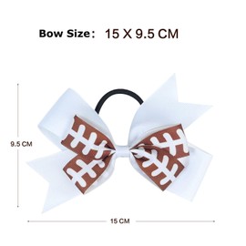 Football Hair Bow Hair Accessories Sport Hair Bow for Women Girls Baseball Bows Softball Bows for Girls Cheer Bow ZFQ02 (White)