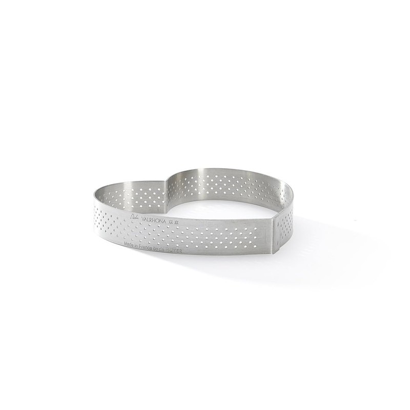 DE BUYER PERFORATED TART RING, Heart, in Stainless Steel, 0.75-Inch