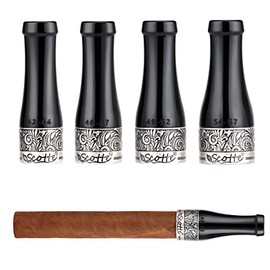 Scotte Boquilla de Cigarro para Hombres Y Mujeres, Juego de Soporte de Cigarro Portátil de 4 Tamaños con Caja de Regalo Negro Y Plata