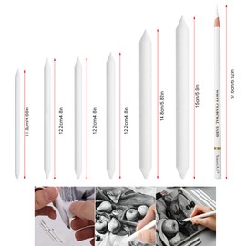 Sketching Highlight Pen, Paper Wiper Set, White Charcoal Pencil, 6 Pieces Mixing Paper Wiper, 3 Pieces White Pencil Set, Non-Toxic Drawing Pencils Tools for Fine Art Supplies, Soft, Medium, Hard