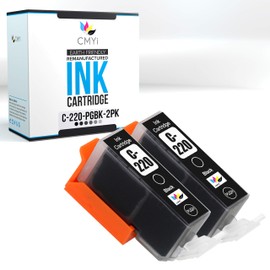 CMYi PGI-220 Pigment Black Replacement Ink Cartridge for Canon PIXMA iP3600, iP4600, iP4700, MP540, MP560, MP620, MP620B, MP640, MP640R, MP980, MP990, MX860, MX870, PMFP1, PMFP3, SFP1 (2 PG Black)