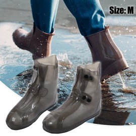 VOCOSTE 1Pair Rain Shoe Covers, Unisex Waterproof Reusable, Ankle High Top Boots Non-Slip, Dark Brown Size M