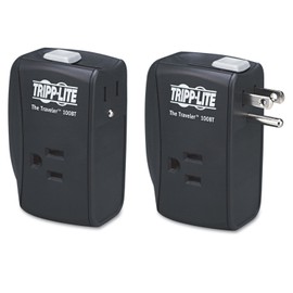 Tripp Lite TRAVLER100BT Protect It! Two-Outlet Portable Surge Suppressor, 1050 Joules, Black