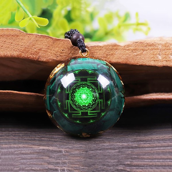 TAMHOPE Orgonite Pendant Malachite Crystal Quartz Necklace For Emf Protection