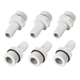 M METERXITY Pack of 6 Barbed Hose Connection - PVC Pipe Connection for Trasport Water Air Application for Machinery Industry (0.47 Inch Barb x 1/2 Inch G Male Thread Grey)