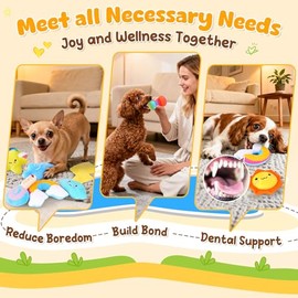 KIPRITII Juguetes chirriantes caprichosos para perros pequeos y cachorros  Paquete de juguetes de peluche con bolsa de almacenamiento, 9 piezas de... 