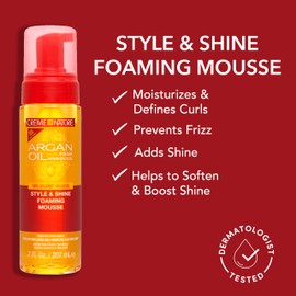 Creme of Nature Creme of Nature Argan Oil Foaming Mousse, Style & Shine, Creates Soft Wraps, Defines Curls, Prevents Frizz & Adds Exotic Shine, 7 Fl Oz