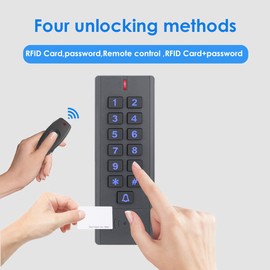 Access Control Keypad Reader Smart Keypad Lock IP65 Waterproof Remote Access Controler Wireless Exit Button 125Khz RFID Smart Lock (AW1-EM Wireless Access Control Kit)