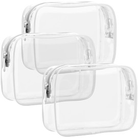 F-color TSA Approved Toiletry Bag - 3 Pack Clear Toiletry Bags Clear Makeup Cosmetic Bags for Women Men, Quart Size Travel Bag, Carry on Airport Airline Compliant Bag, White