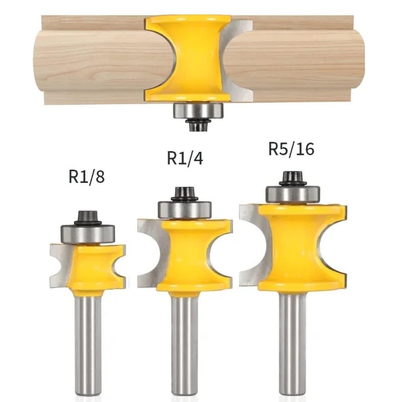 Sinoprotools Bullnose Bead Router Bits, 1/2-Inch Shank 3 Bits Set,