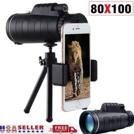 80*100 Zoom HD Monocular Telescope Day/ Night Vision BAK4 Starscope High Power