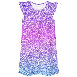 Funnycokid Nightgown for Little Girl Bunny Pajama Dress Nightdress Nightshirt Gift 3-4 Years,Diamond Pink Purple