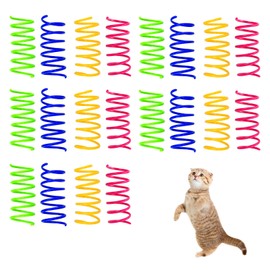 Andiker Cat Spring Toy, 20pcs Spiral Cat Toy Interactive for Indoor Cat Elastic and Durable, Colorful Sturdy Plastic Cat Coil Spring Toy for Kitten Puzzle Relieve Boredom and Anxiety (S)