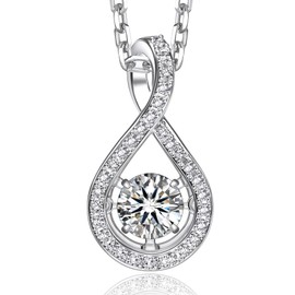 MomentWish Infinity Necklace for Women, Sparkling Gift for Her, 0.5Carat Moissanite Necklaces, 925 Sterling Silver Foating Diamond Pendant for Birthday Anniversary Christmas