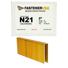 2" Leg x 7/16" Crown 16GA Galvanized N21 Staples 10M Box