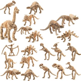 WedFeir 24pcs Dinosaur Fossil Skeletons, 3.7 Inch Assorted Figures Dino Bones, Educational Gift for Science Play, Dino Sand Dig, Party Favor & Decorations.