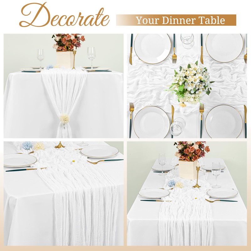 6 Pack Cheesecloth Table Runner, 10Ft Boho Gauze Table Runner