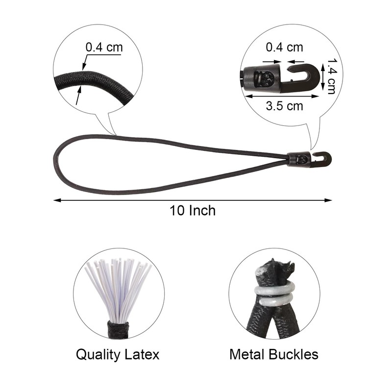 BINCKIN Small Bungee Cords with Hooks 25 Pcs, Short Bungees