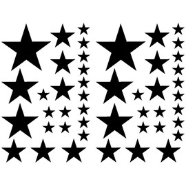 Samunshi® Wall Sticker Stars Set Filled 28 x 2.5 cm 12 x 5 cm 4 x 7.5 cm 2 x 10 cm Black