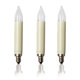 hellum Ersatz-Kerzen für Schwibbogen, 3 Stück 8V 3W Schaftkerze für Weihnachtsbaum Kerzen Lichterketten innen und außen mit 30 Brennstellen, Birnen für Lichterbogen E10/ 8V/ 3W/ 22 Lumen 901030