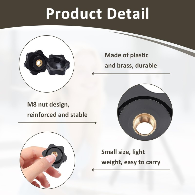 10 Pcs M8 Star Clamping Nuts 32mm, Plastic Clamping Nuts
