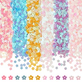 CRASPIRE 120G Mini Flower Loose Glitter Sequins Holographic Hollow Small Sparkles Nail Flakes Bulk Holographic Iridescent Plastic for DIY Scrapbook Sewing Cardmaking Jewelry Wedding Decorartion