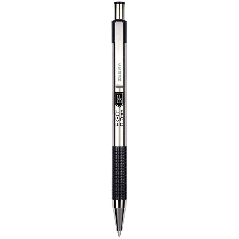 Zebra Pen F-301 Ballpoint Fine Point 0.7mm, Black Easy-Glide Ink,
