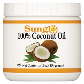 Sunglo 100% Coconut Oil for Popcorn, 16oz, Highly Refined for Neutral Flavor, Non-GMO, Zero Trans Fat, Ideal for Frying & Everyday Cooking