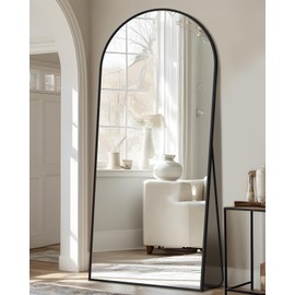 LadyNow Full Length Mirror, 58"x21" Oversized Floor Mirror Freestanding, Full Body Mirror Floor Standing Mirrors with Stand, Hanging Mounted Mirrors for Bedroom Living Room, Black, Arched Style
