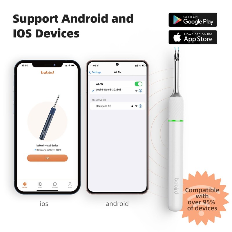Bebird Pro Note5 Ear Picker with Camera Tweezers, Wireless Wax