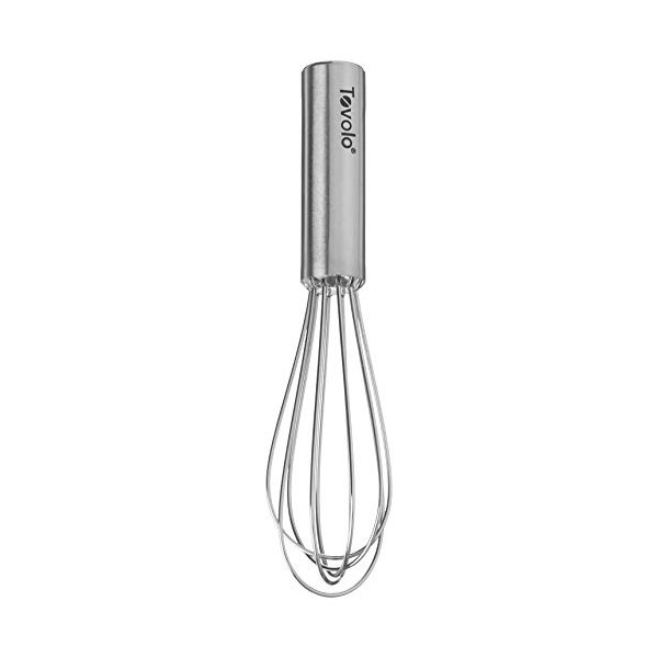 Tovolo 6" Mini Whisk Sturdy Wire Kitchen Utensil for Whipping, Mixing, and Combining Batters & Dry Ingredients for Baking, Stainless Steel, Silver