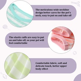 Geyoga 6 Pieces Dog Striped T-Shirt Cotton Breathable Pet Apparel Colorful Puppy Sweatshirt Clothes for Small to Medium Dogs Puppy(Gentle Color,L)