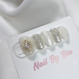 [Handmade Nail Tips] Wedding Glitter Nails - Short Ballerina / [수제네일팁] 웨딩글리터 네일 - 숏발레리나