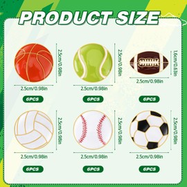 DTOFOOT 36 PCS Sports Ball Enamel Brooch Pins Football Basketball Baseball Soccer Tennis Volleyball DIY Badges Party Favors for Hats Clothes Bags Backpack Jacket Decoration
