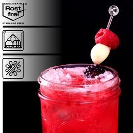 com-four® 20 x Stainless Steel Cocktail Skewers - Skewers for Finger Food, Fruit, Burger - Reusable Party Picks 22 cm - Appetizers for Birthday, Party, Barbecue, Wedding (20 Pieces - 22 cm)