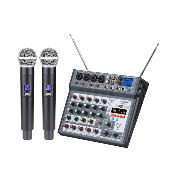 BOMGE 6 channel Audio DJ Console Mixer Soundcard with 2